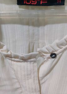 Cream Ruffle Neck Blouse