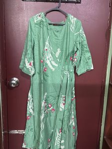 Green Floral Print Kurta