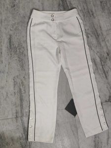 Chic White Pants with Black Piping🤍