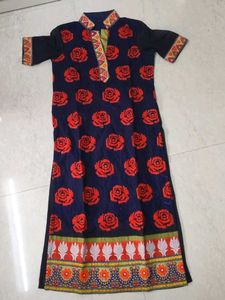 Blue Rose Print Kurta
