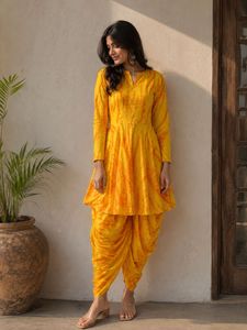 Yellow co-ord set kurti and dhoti