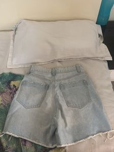 Light Wash Ripped Denim Shorts