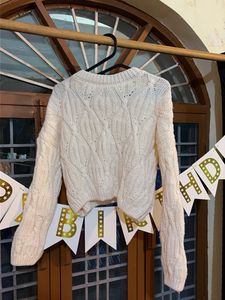 Cream Cable Knitted Cropped Sweater