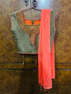 Peach Ethnic Lengha
