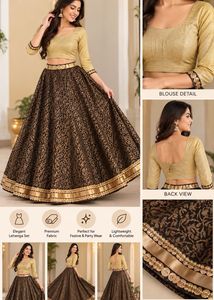 Beautiful black &amp; gold lehenga set with matching g