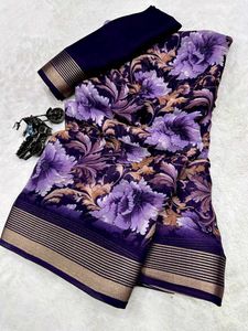 FESTIVAL 🧧🪔 SELL ELEGANT FLORAL PURPLE 💜 SAREE