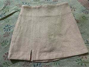 Woven Mini Skirt with Slit
