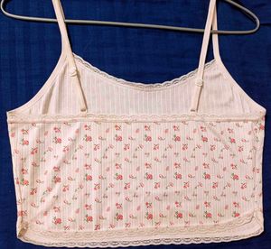 Floral Cami Top with Lace Trim