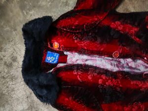 Red and Black Floral Patterned Jacket