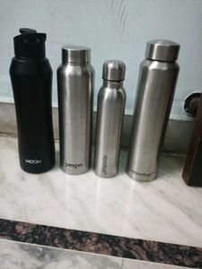 Set of 4 Stainless Steel Water Bottles