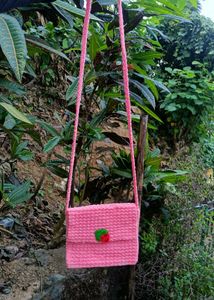 Pink Crochet Crossbody Bag