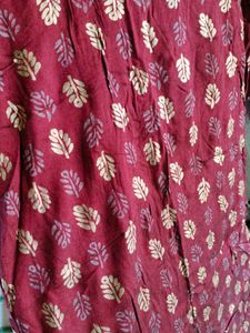 Maroon Leaf Print Kurta