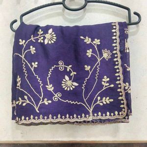 Elegant Embroidered Purple Saree