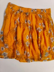 Mustard Yellow Floral Print A-Line Ski