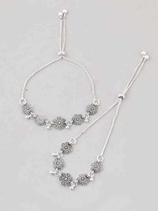 Silver Flower Anklets