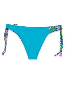 Teal Bikini Bottom with Floral Ties