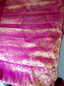 Beautiful Pink Silk Saree with Gold Border