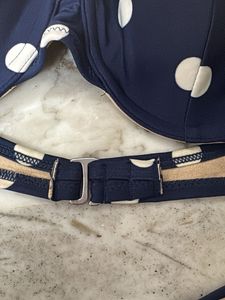 Navy Polka Dot multi tie Bikini Top