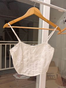 White Eyelet Lace Crop Top