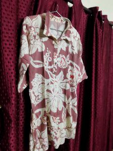Floral Print Button-Up Tunic Top
