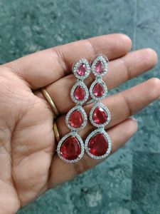 Red Stone Drop Earrings