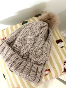 Cozy Cable Knit Beanie with  Pom