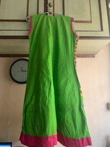 Vibrant Green Kurti with Pink Accents