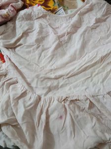 Cute White &amp; Pink Babydoll Dress