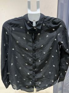 Black Sheer Printed Blouse