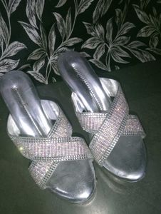 ✨ Premium Silver Sparkling Heels  LIKE NEW