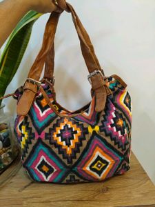 Boho Geometric Print Hobo Bag