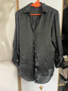 Satin Button-Up Blouse