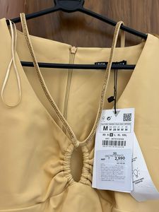 Zara Butter Yellow  Mini Dress with Embellishment