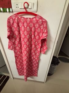Pink Block Print Kurta