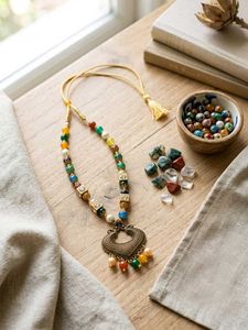 Boho Beaded Pendant Necklace