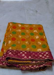 Vibrant yellow Saree with Blouse