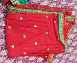 Red Silk Blouse with Gold Embroidery
