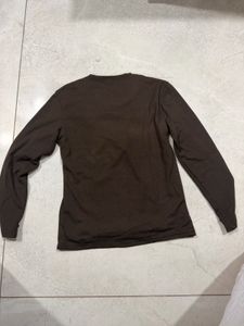 Brown Long Sleeve V-Neck Top