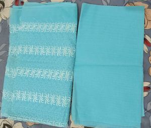 Beautiful Teal Embroidered Dress Material
