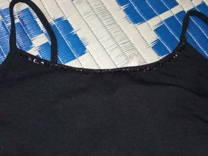 Stylish Black Crop Top -  Sleeveless Sequine Work