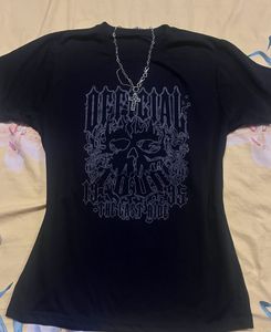 Gothic Skull Print Black T-Shirt