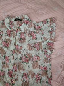 Chic Floral Print Button-Up Top