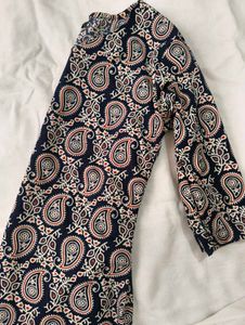 Navy Paisley Print Kurta
