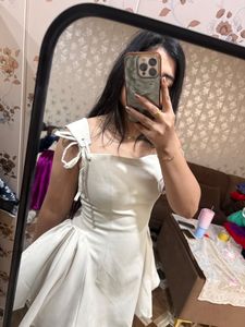 Cream Fit and Flare Mini Dress🦋🌻🎀