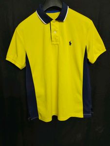 Yellow Polo Shirt with Navy Collar