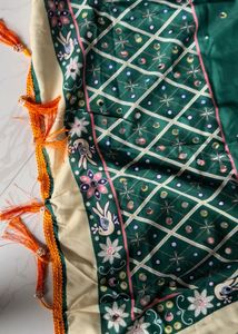 Vibrant Orange Printed semistich Lehenga Choli Set