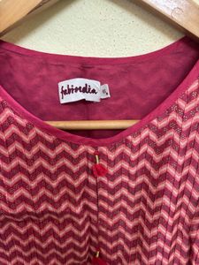 Pink Chevron Print Kurta