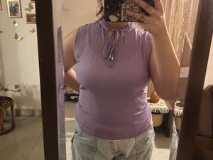 Y2K sheer purple tie top🪻