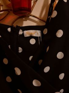 Berrylush Women Black Printed Wrap Dress Polka Dot