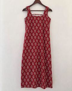 Red Block Print Kurta